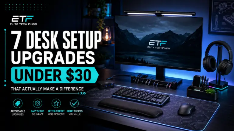 Gaming desk illustration introducing seven setup upgrades under $30